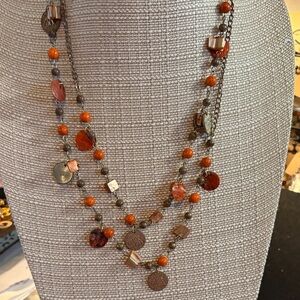 Source Unknown Orange and Brown Beaded Necklace